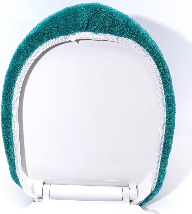 Madeals Microfiber Toilet Lid Cover Soft and Absorbent, Comfortable Bathroom Toilet Lid Cover Seat Fits Most Size Toilet Lids for Teal - Image 3